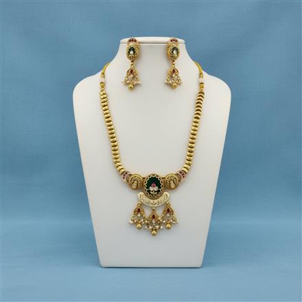 Antique Meenakari Necklace Set Set With Gold Plating