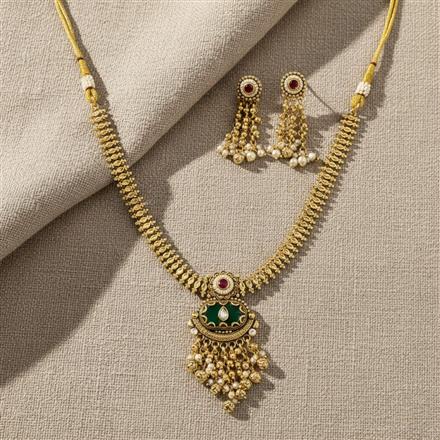 Antique Classic Necklace Set Set With Matte Gold Plating