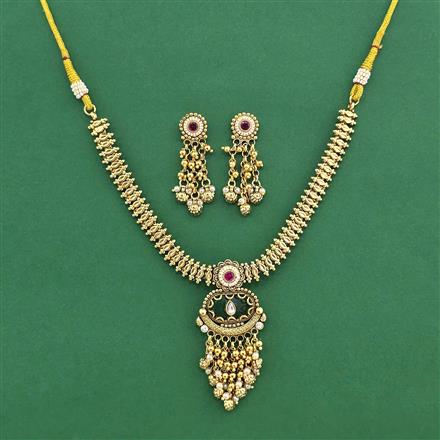 Antique Classic Necklace Set Set With Matte Gold Plating