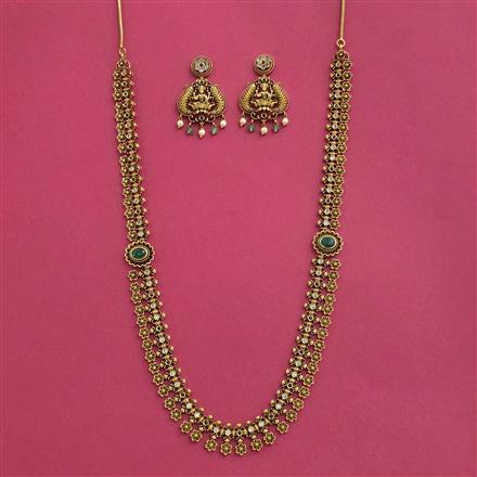 Antique South Indian Necklace Set With Matte Gold Plating