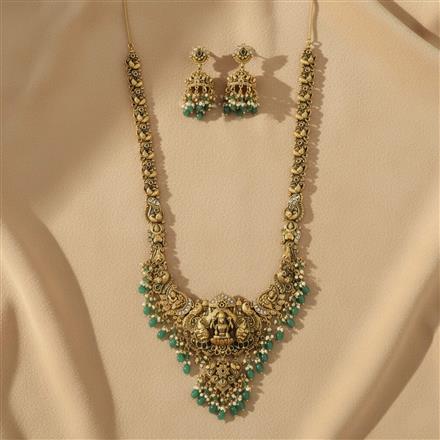 Antique South Indian Necklace Set With Matte Gold Plating
