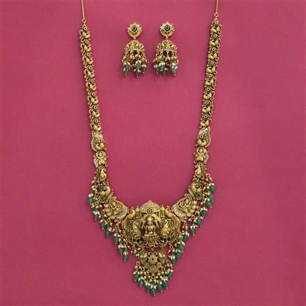 Antique South Indian Necklace Set With Matte Gold Plating