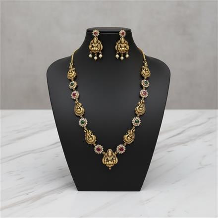 Antique South Indian Necklace Set With Matte Gold Plating