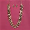 Antique Long Necklace Set With Matte Gold Plating