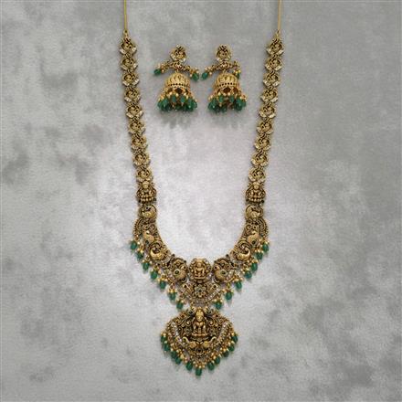 Antique South Indian Necklace Set With Matte Gold Plating