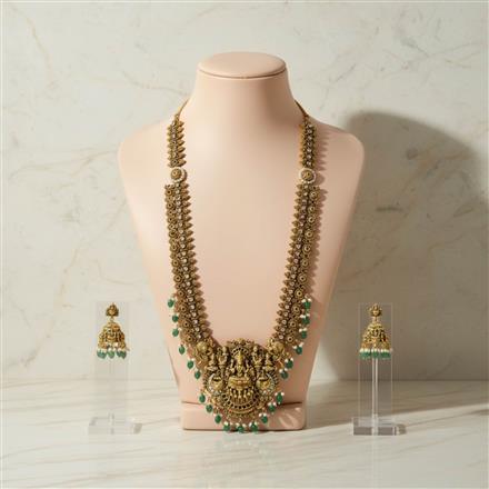 Antique South Indian Necklace Set With Matte Gold Plating