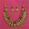 Antique South Indian Necklace Set With Matte Gold Plating