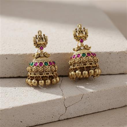 Antique Jhumki With Matte Gold Plating