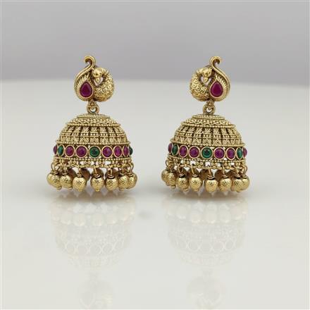 Antique Jhumki With Matte Gold Plating