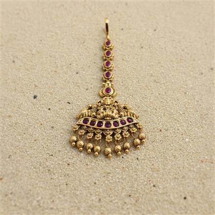 Antique Temple Tikka With Matte Gold Plating
