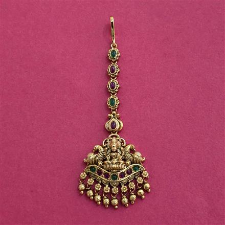 Antique Temple Tikka With Matte Gold Plating