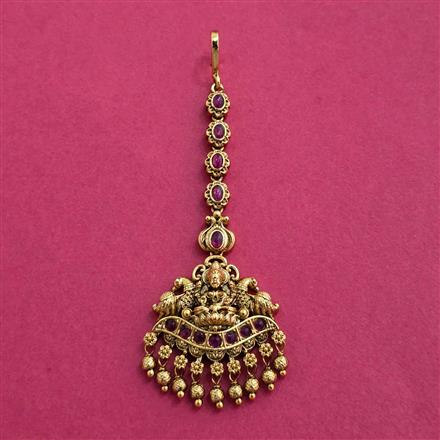 Antique Temple Tikka With Matte Gold Plating