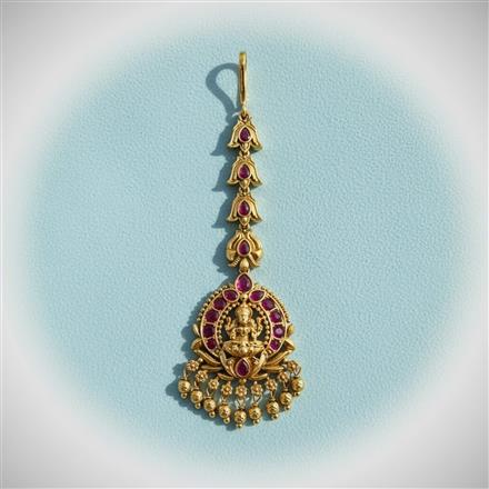 Antique Temple Tikka With Matte Gold Plating