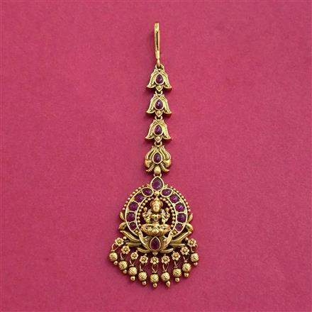 Antique Temple Tikka With Matte Gold Plating