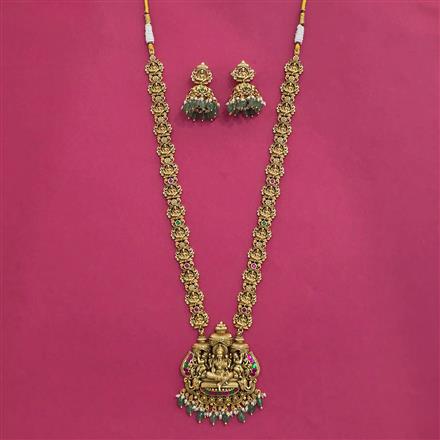 Antique Temple Necklace Set With Matte Gold Plating