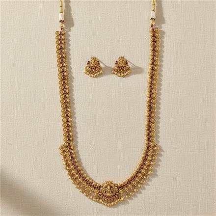 Antique South Indian Necklace Set With Matte Gold Plating