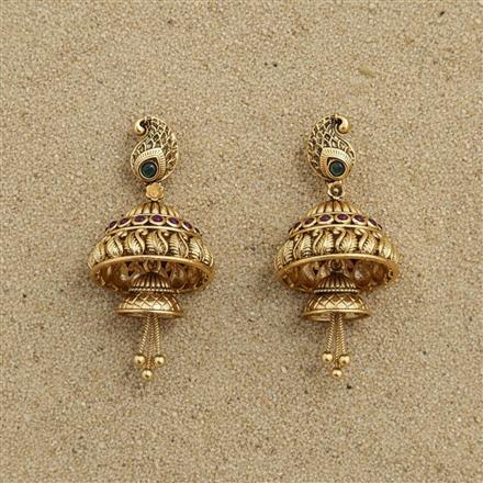 Antique Jhumki With Matte Gold Plating