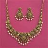 Antique Temple Necklace Set With Matte Gold Plating