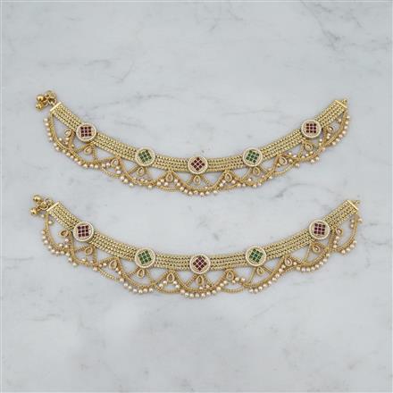 Antique Moti Payal With Gold Plating