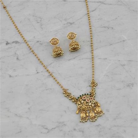 Antique Moti Pendant Set With Gold Plating