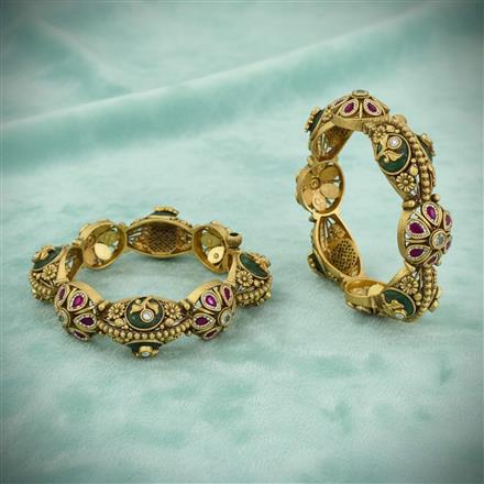 Antique Openable Bangles With Matte Gold Plating