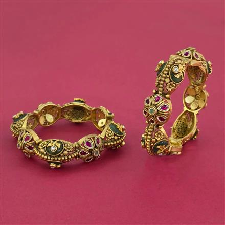 Antique Openable Bangles With Matte Gold Plating