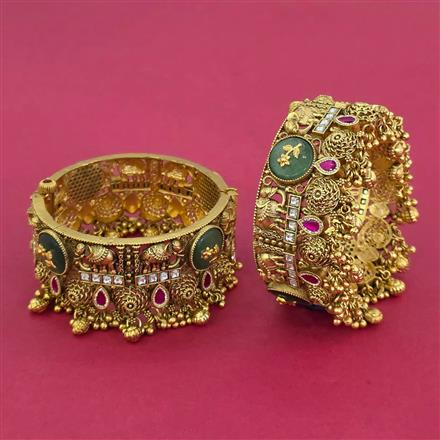 Antique Openable Bangles With Matte Gold Plating