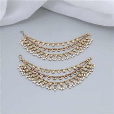 Antique Moti Ear Chain With Mehndi Plating