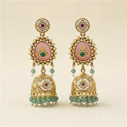 Antique Jhumki With Matte Gold Plating