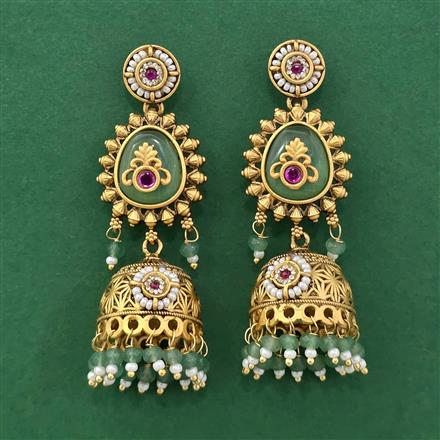Antique Jhumki With Matte Gold Plating