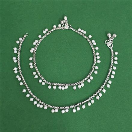 Antique Moti Payal With Rhodium Plating