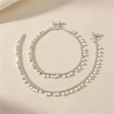 Antique Moti Payal With Rhodium Plating