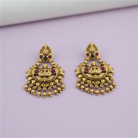 Antique Temple Earring With Matte Gold Plating