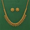 Antique Plain Matte Gold Necklace Set With Matte Gold Plating
