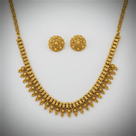 Antique Plain Matte Gold Necklace Set With Matte Gold Plating