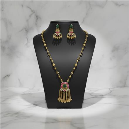 Antique Classic Pendant Set With Matte Gold Plating