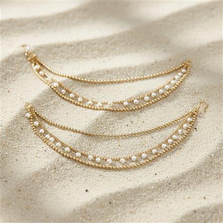 Antique Moti Ear Chain With Mehndi Plating