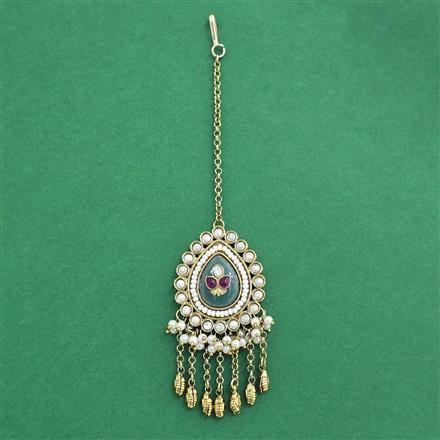 Antique Moti Tikka With Mehndi Plating