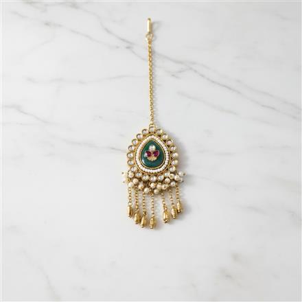 Antique Moti Tikka With Mehndi Plating