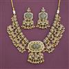 Antique Moti Necklace Set With Matte Gold Plating