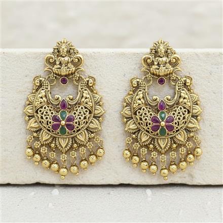 Antique Temple Earring With Matte Gold Plating