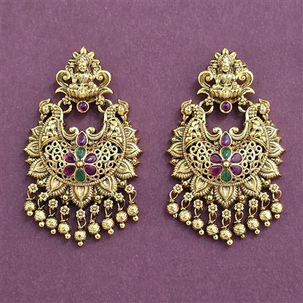 Antique Temple Earring With Matte Gold Plating