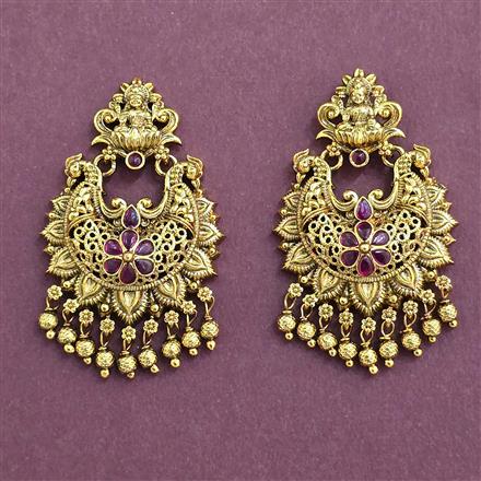 Antique Temple Earring With Matte Gold Plating