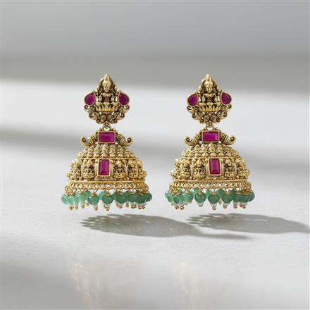 Antique South Indian Earring With Matte Gold Plating