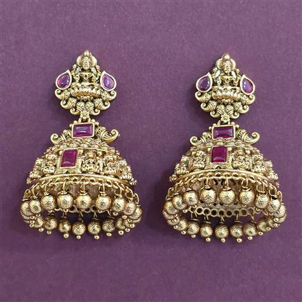 Antique South Indian Earring With Matte Gold Plating