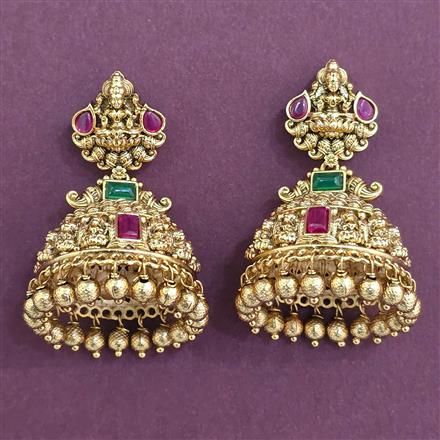 Antique South Indian Earring With Matte Gold Plating