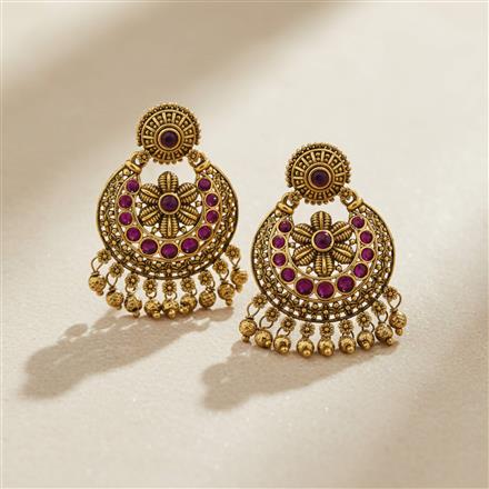 Antique South Indian Earring With Matte Gold Plating