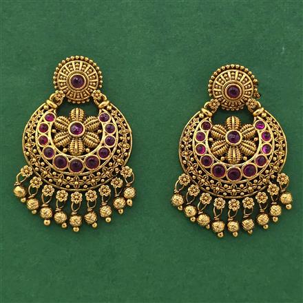 Antique South Indian Earring With Matte Gold Plating