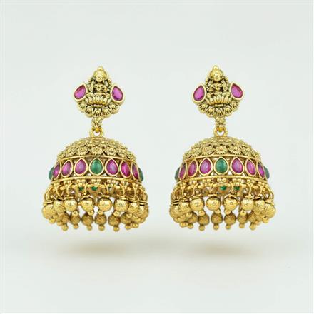 Antique Jhumki With Matte Gold Plating