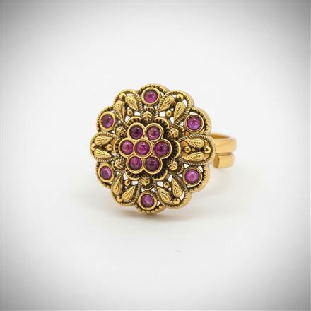 Antique Adjustable Ring With Matte Gold Plating